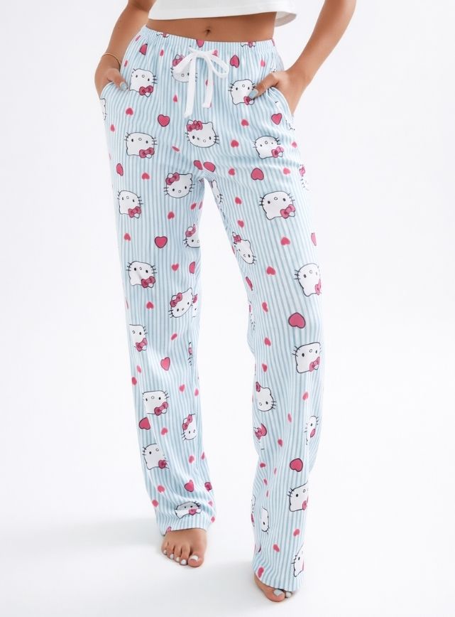 Hello Kitty Print Wide-Leg Pants