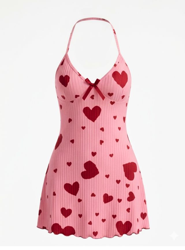 Heart Print Mini Dress