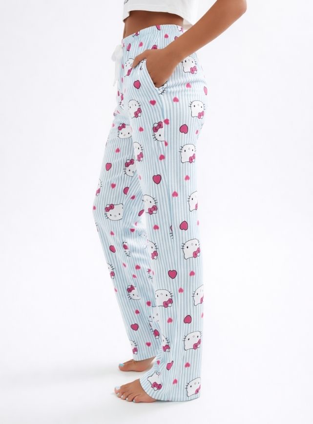 Hello Kitty Print Wide-Leg Pants