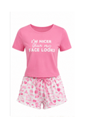 Hearts Print Pajama Set