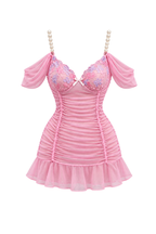 Sheer Off-Shoulder Lingerie with Pearl Straps