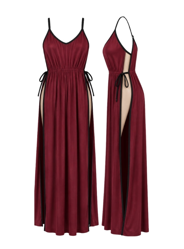 Long Lingerie with Double Side Slits & Two Ties