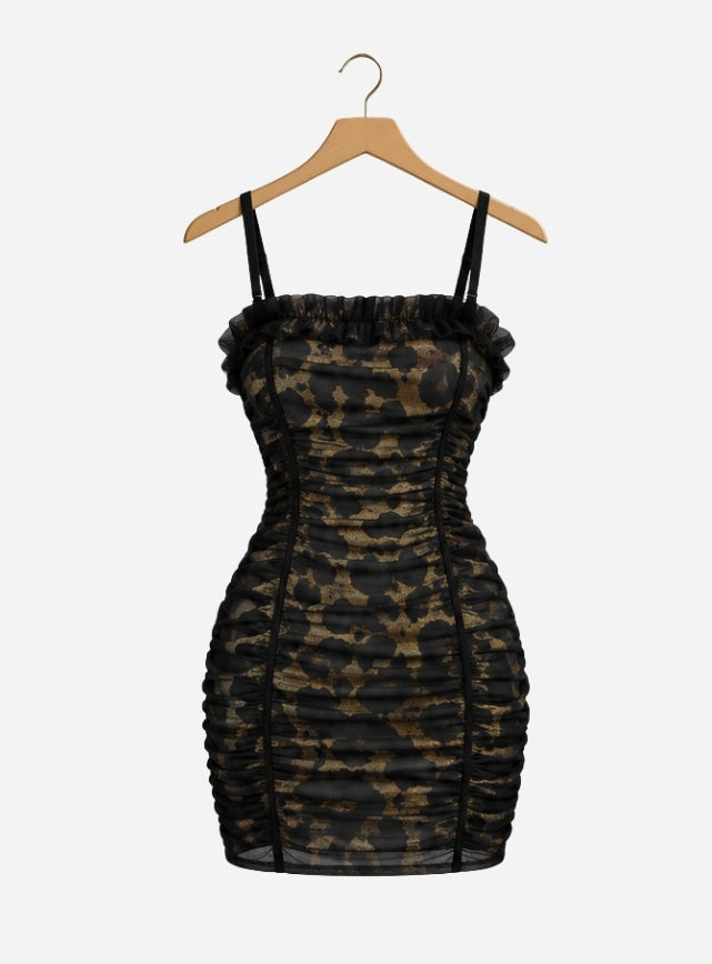 Short Tiger Print Lingerie with Lace Trim
