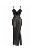 Long Sheer Lace Lingerie with Back Cutout