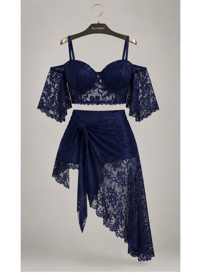 Lace Lingerie Top & Skirt & Short Set.