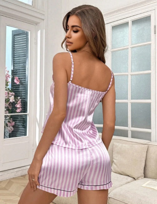 Striped Satin Shorts & Top Pajama