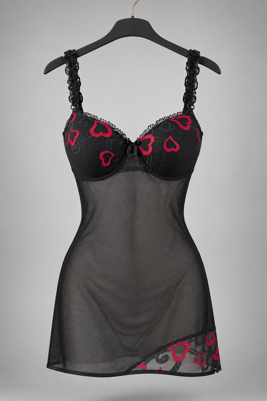 Short Sheer Lingerie with Padded