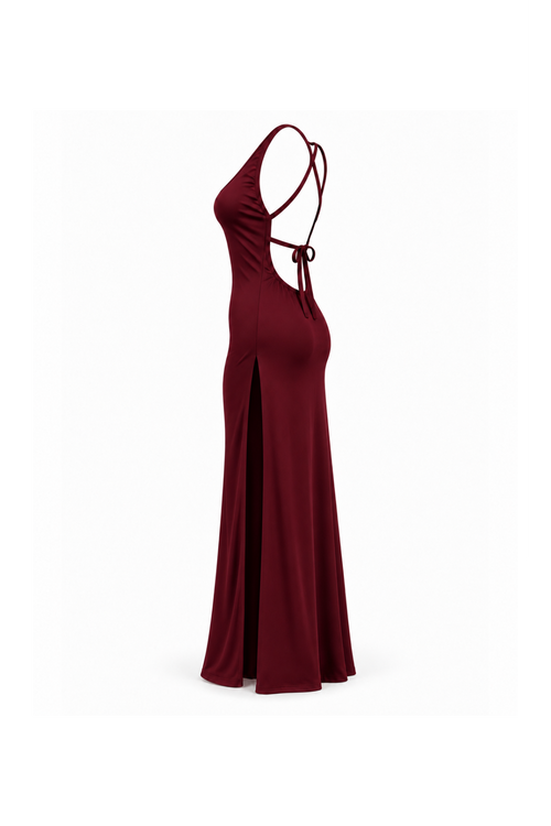 Dress with Double Side Slits & Back Tie