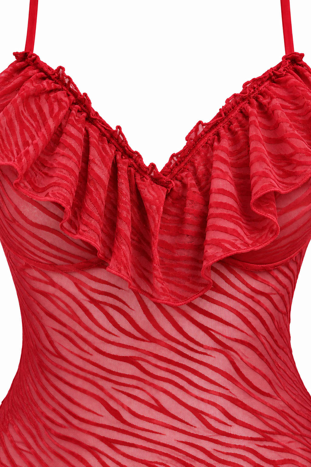 Long Sheer Lace Lingerie with Back Cutout